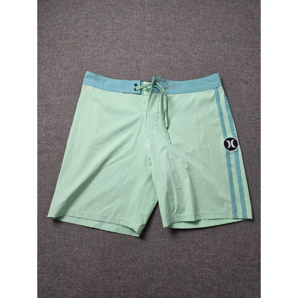Hurley Board Shorts Mens Light Green Surf Surfing Water Polo Drawstring Waist